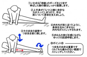 内モモストレッチ　手書き　座って